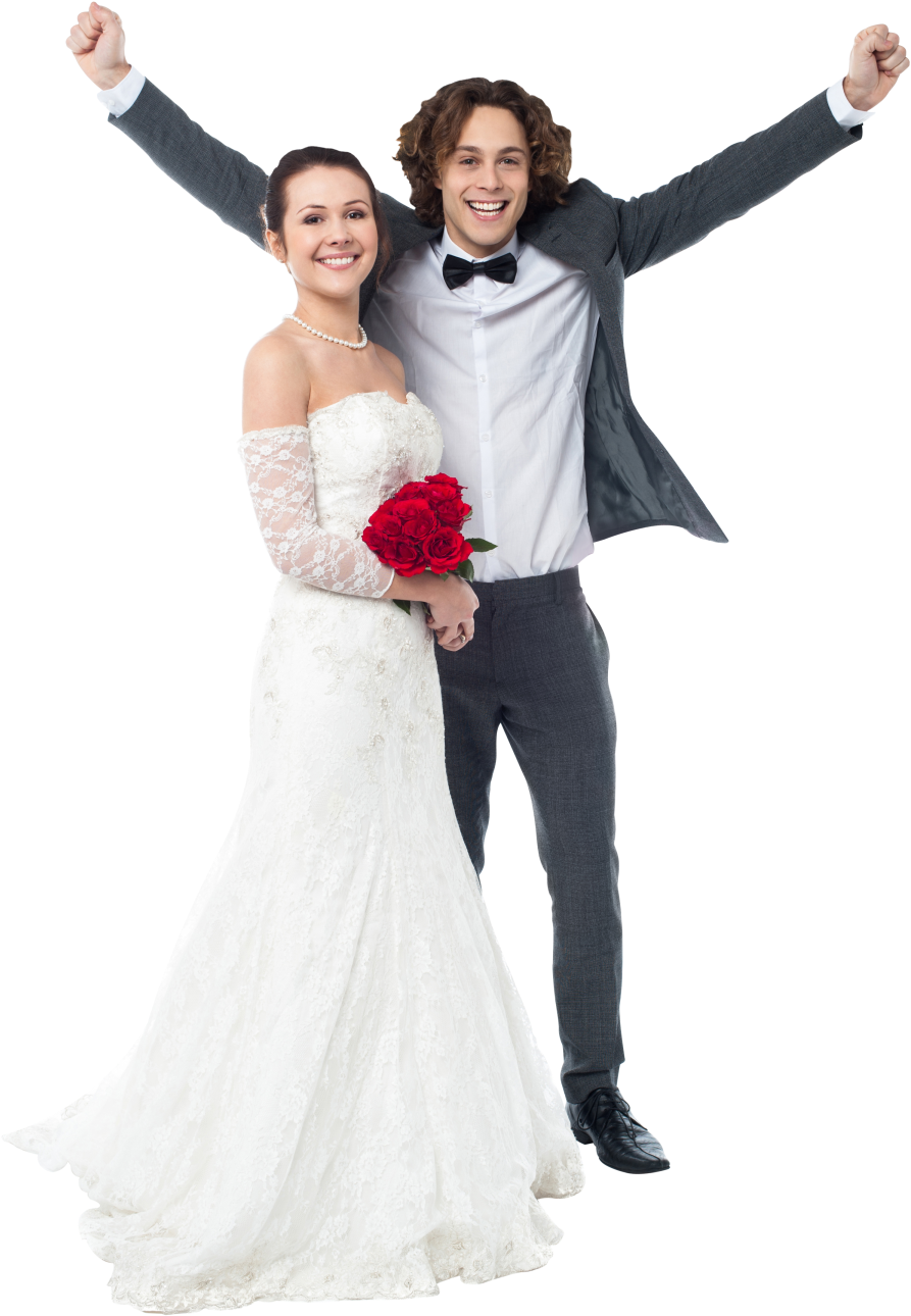 Joyful Wedding Couple Celebration PNG