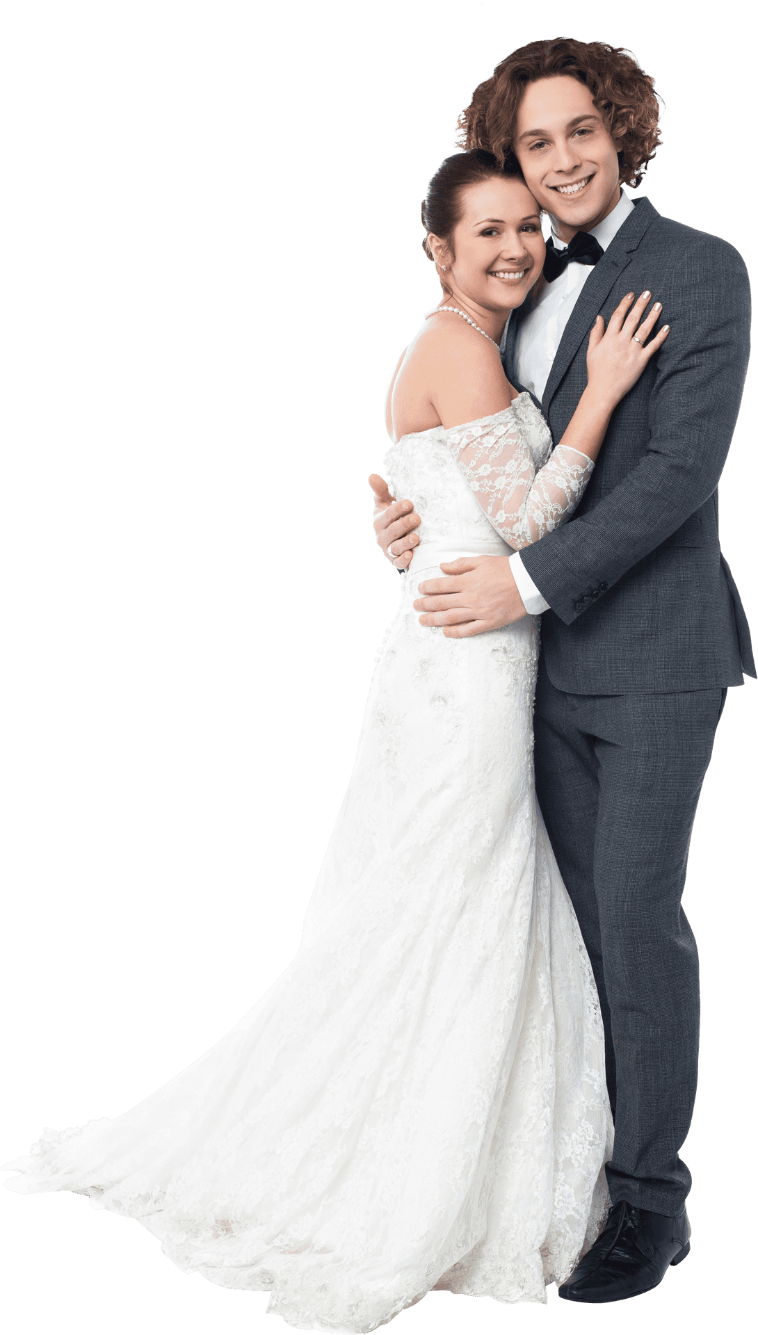 Joyful Wedding Couple Embrace PNG