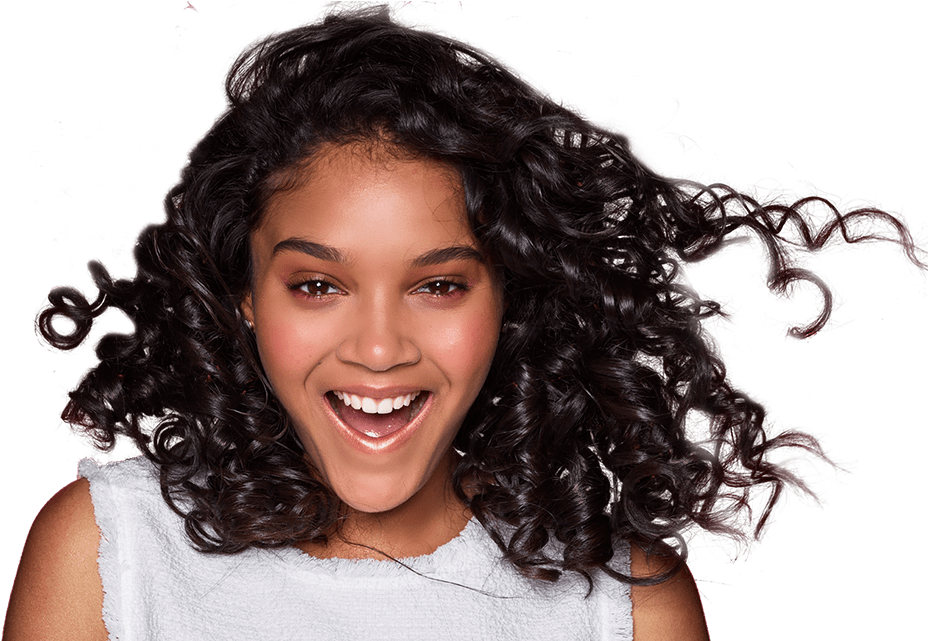 Joyful Woman With Curly Hair PNG