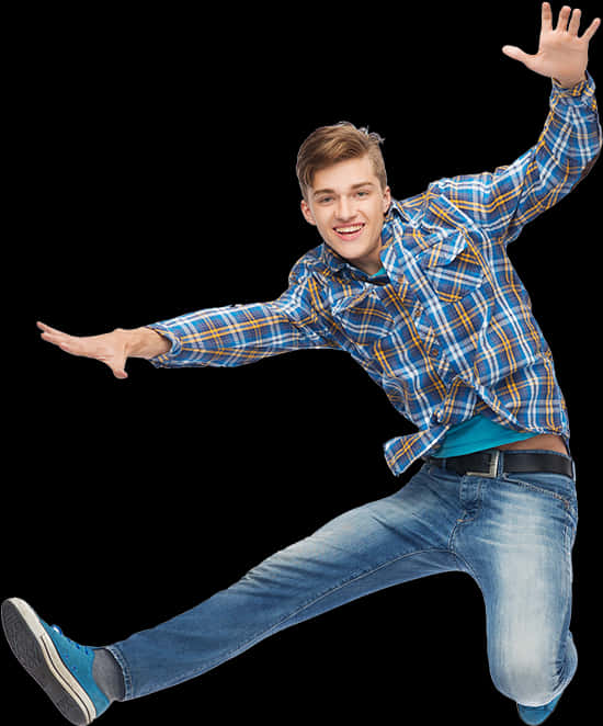 Joyful Young Man Jumping PNG