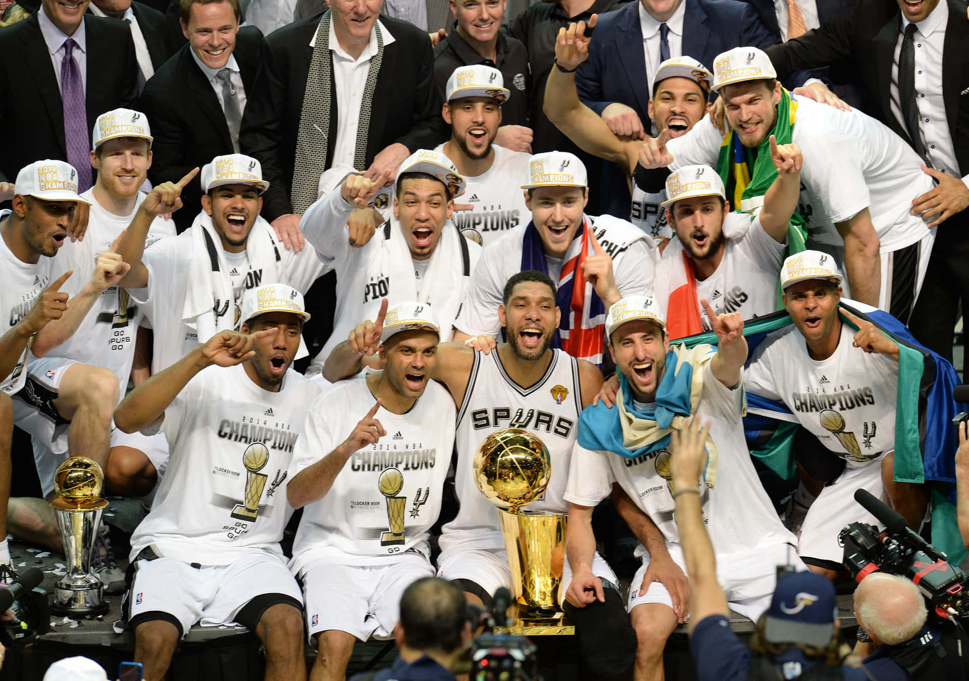 Jubelende Nba Kampioenen Vieren Overwinning Achtergrond