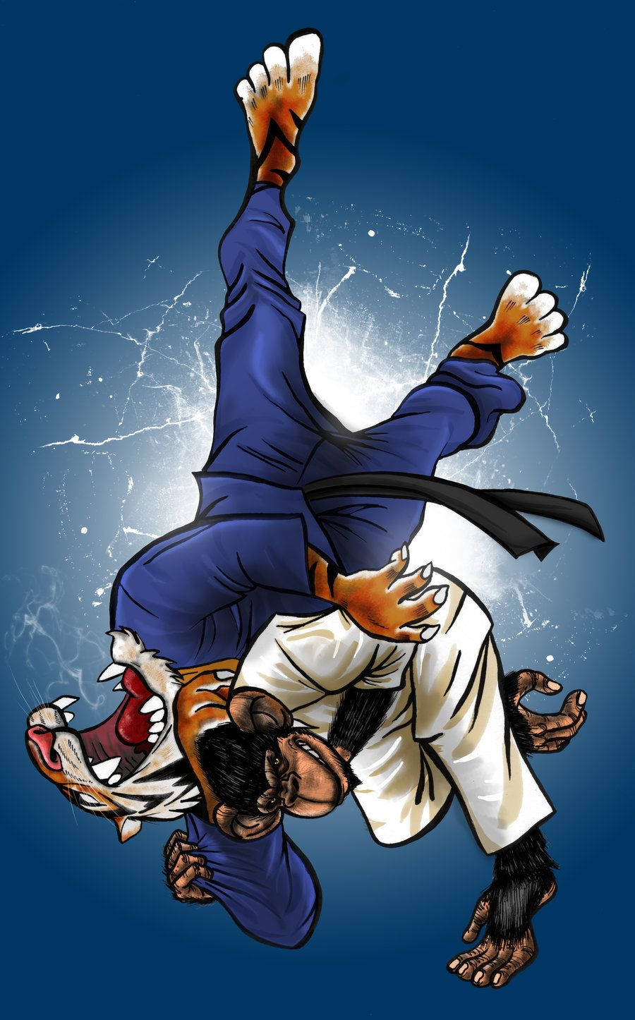 Judo Tiger Monkey Art Wallpaper
