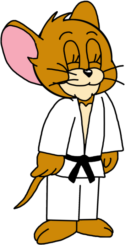 Judo Uniformed Cartoon Mouse PNG