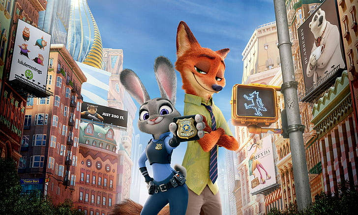 Judy Hopps Com Distintivo Nick Wilde Papel de Parede