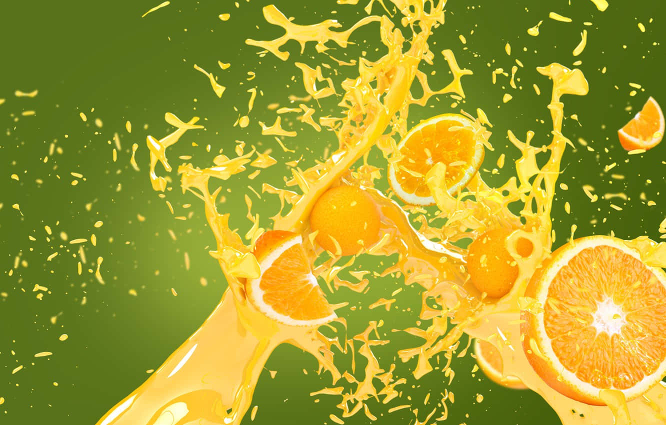 Juice Flavored Drink With Fresh Oranges Wallpaper