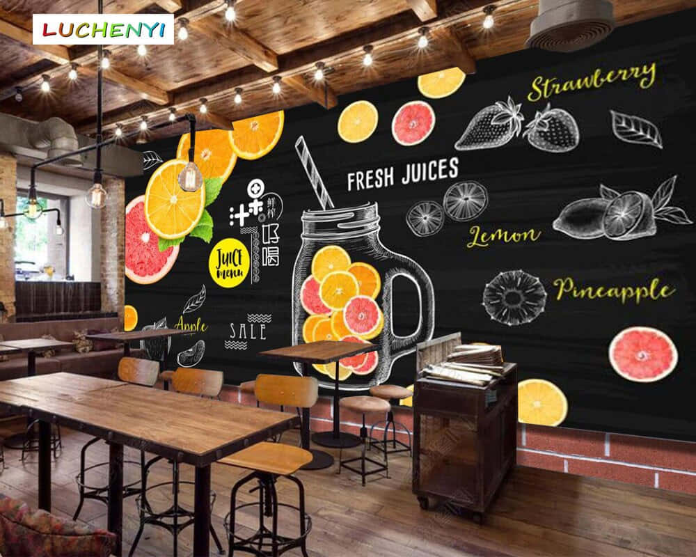 Juice Illustrated On A Black Chalkboard Wallpaper