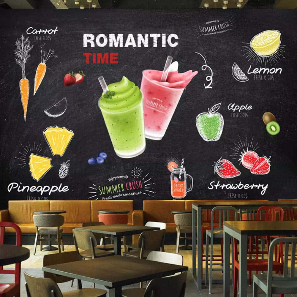 Juice Illustration On A Chalkboard Wallpaper