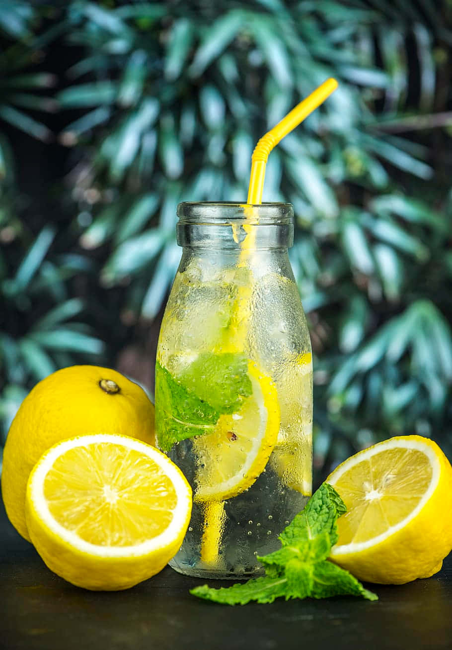 Juice With Fresh Mint And Lemons Wallpaper