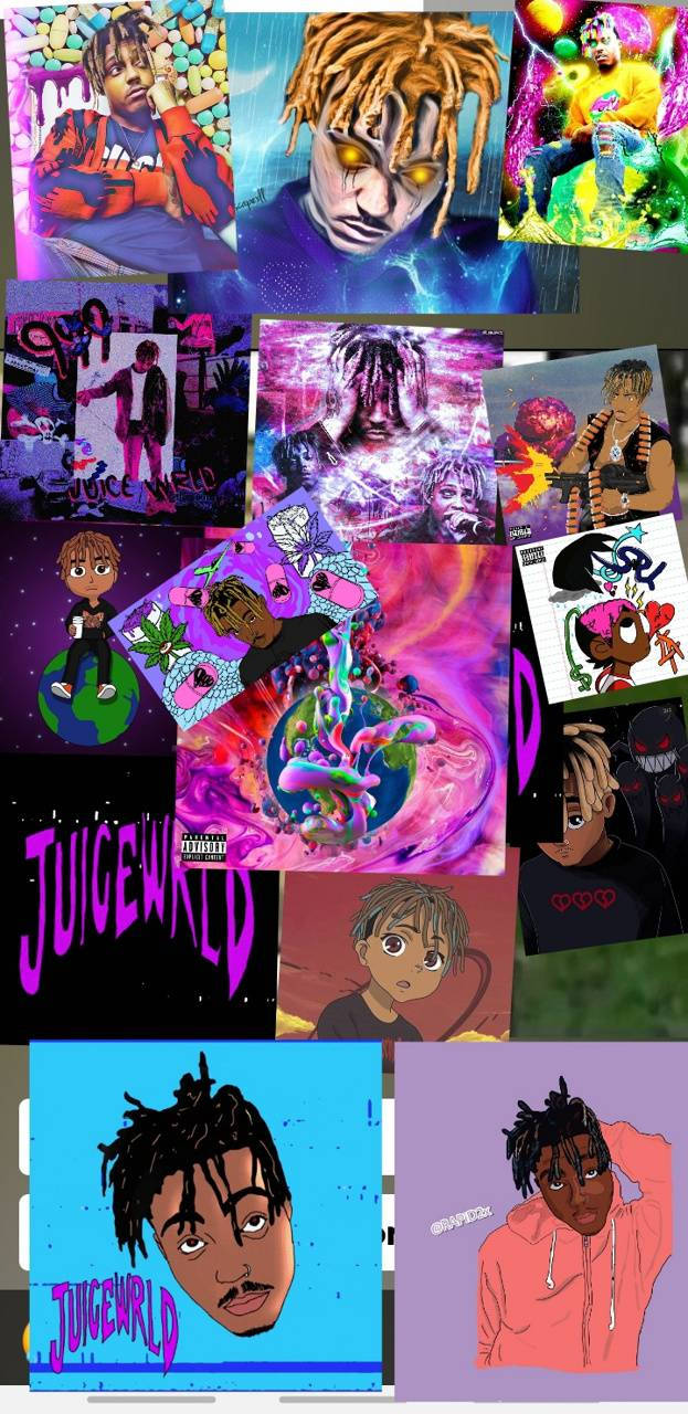 Juice Wrld Anime Collage Til Telefon Wallpaper