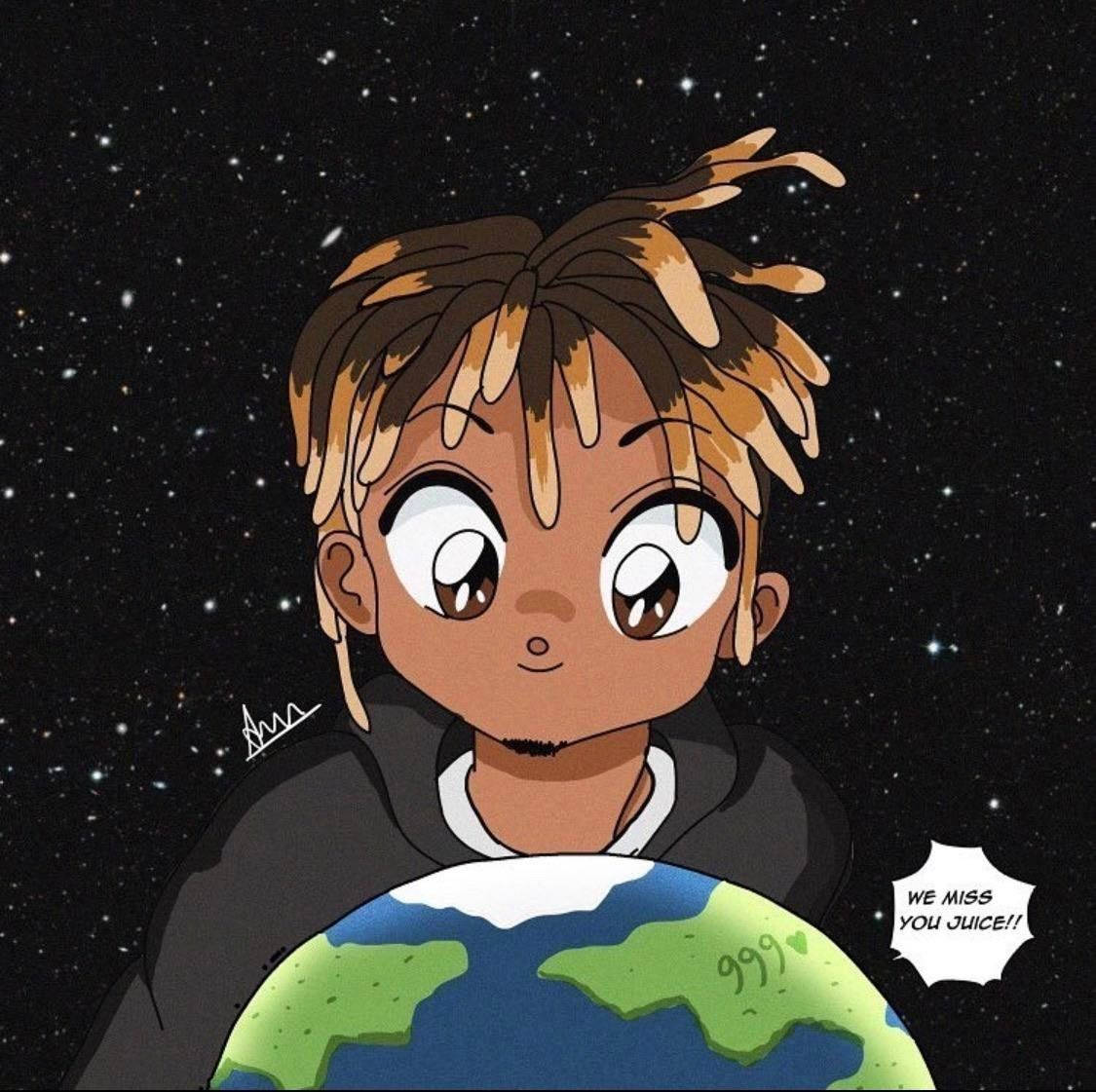 Juice Wrld Anime Guardando La Terra Sfondo