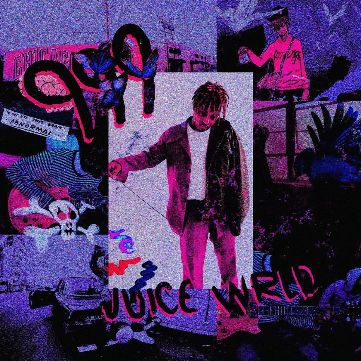 Artede Juice Wrld - Collage Estético Púrpura Fondo de pantalla