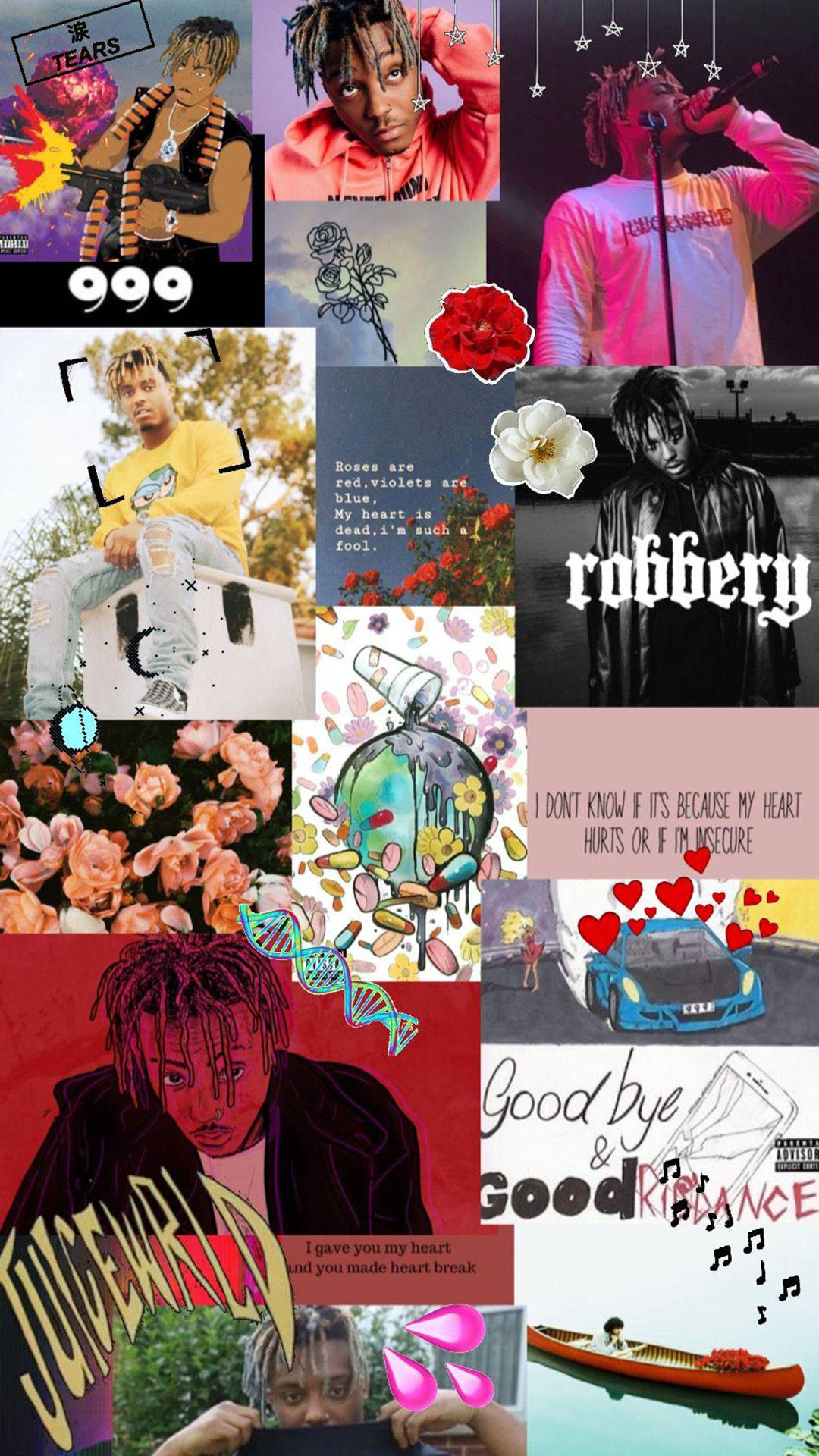 Download Juice Wrld Cool Collage Phone Wallpaper | Wallpapers.com