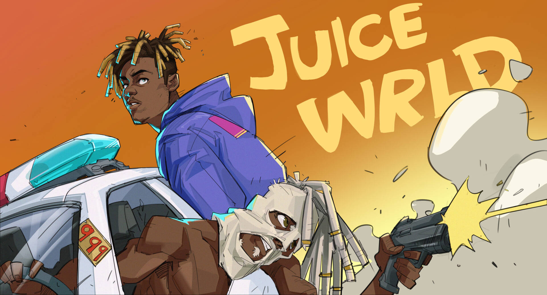 Juicewrld Desktop Animierte Kunst Wallpaper
