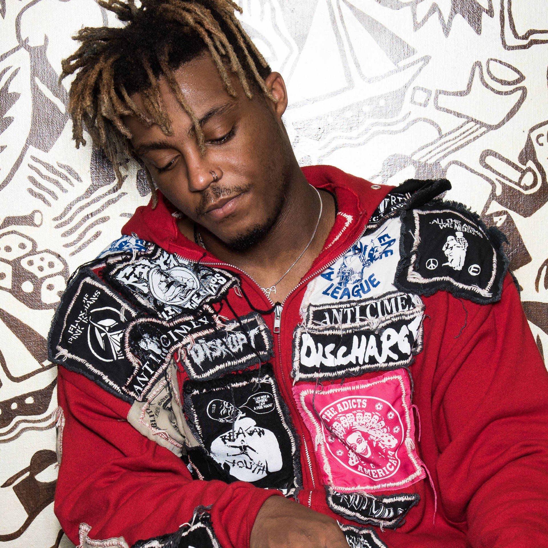 Download Juice Wrld Patchwork Jacket Wallpaper | Wallpapers.com