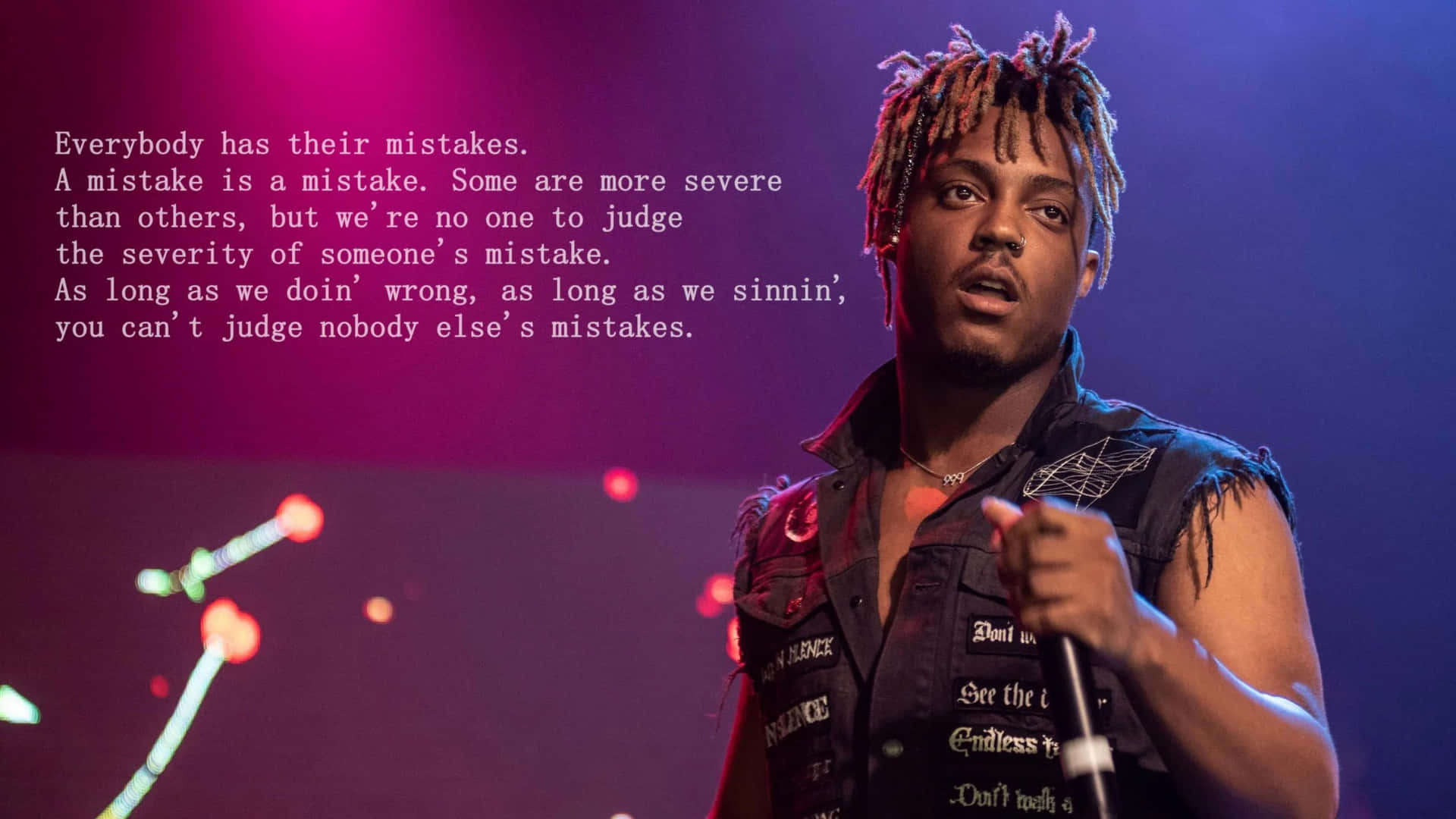 Inspirational Juice WRLD Quote on Visual Background Wallpaper