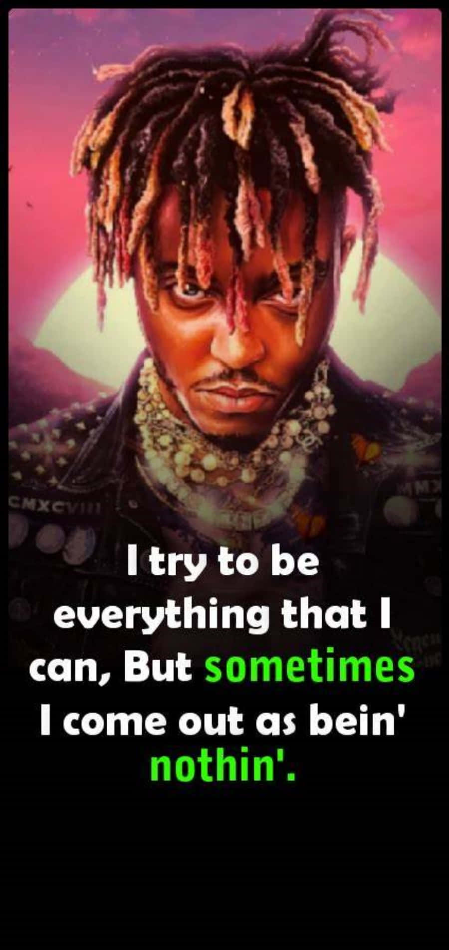 Inspirational Juice Wrld Quote Set Against Dramatic Skyscape Background Wallpaper