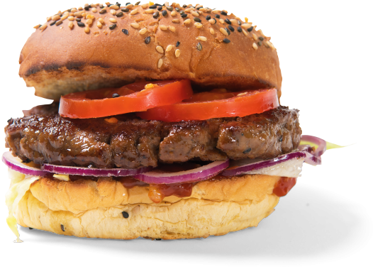 Juicy Beef Burgerwith Tomatoand Onion PNG