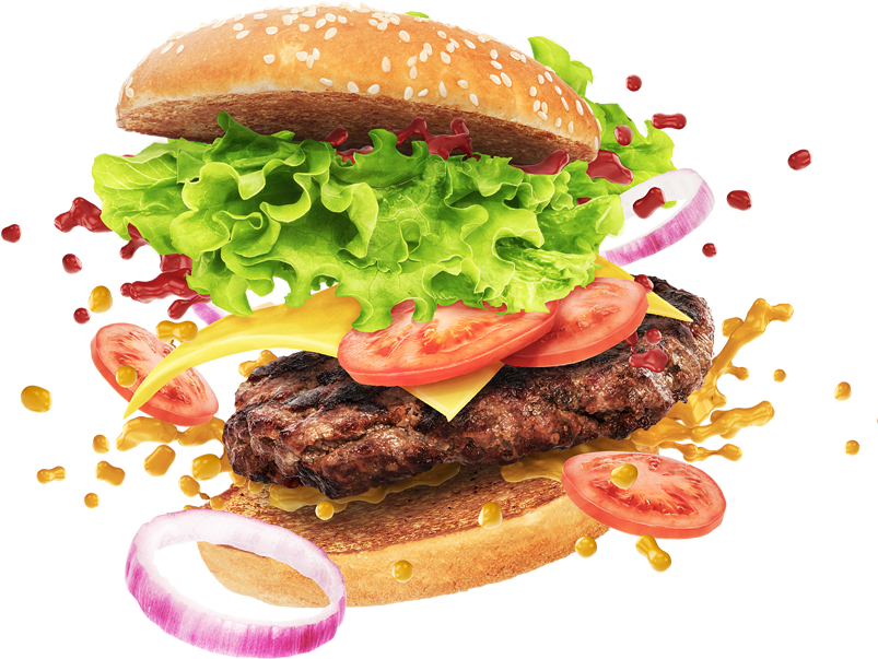 Juicy Classic Burger Splash PNG