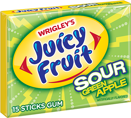 Juicy Fruit Sour Green Apple Gum Pack PNG