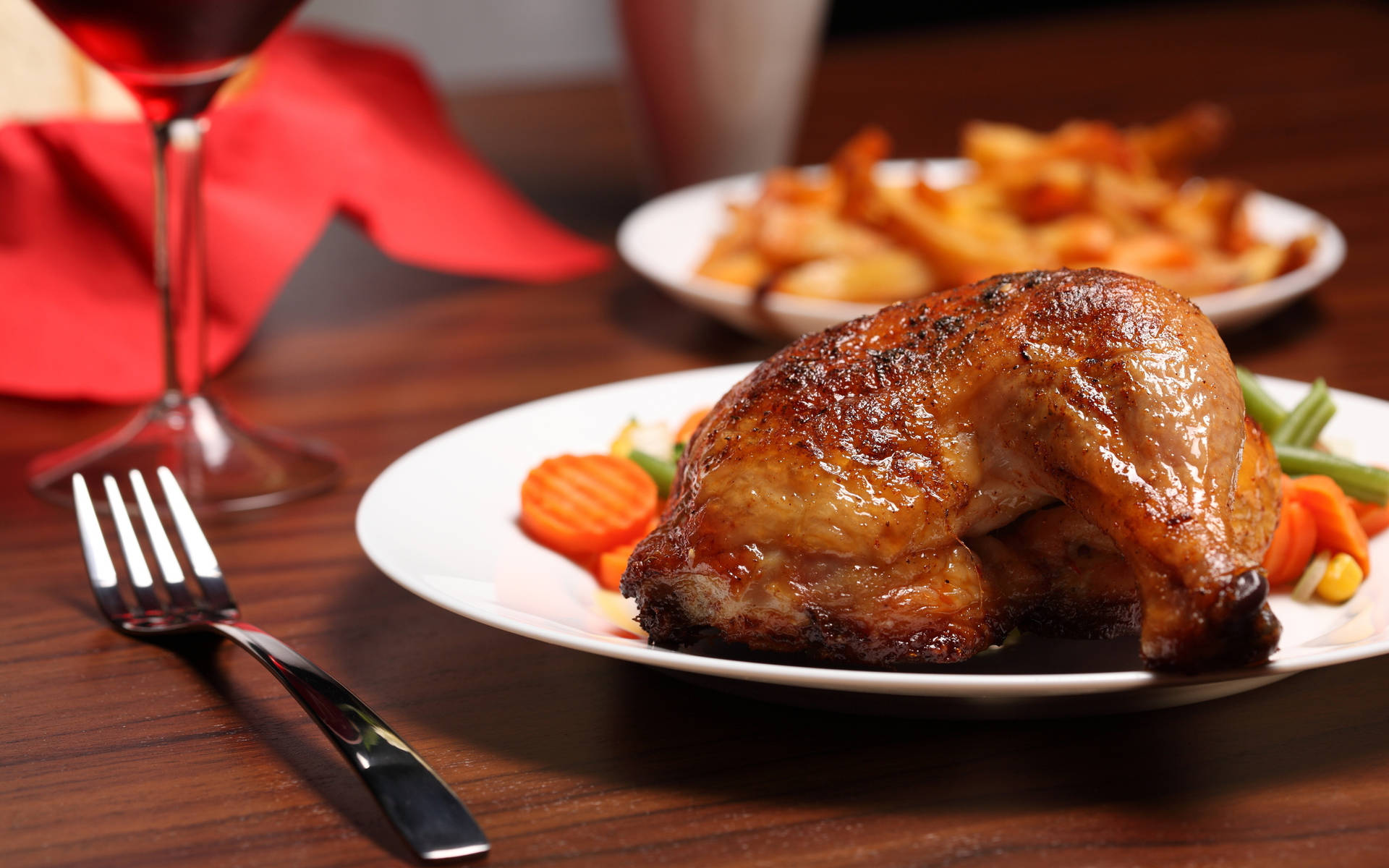 Juicy Roasted Chicken For Lunch Wallpaper