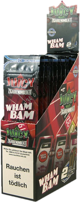 Juicy Wham Bam Cigarette Papers Display PNG