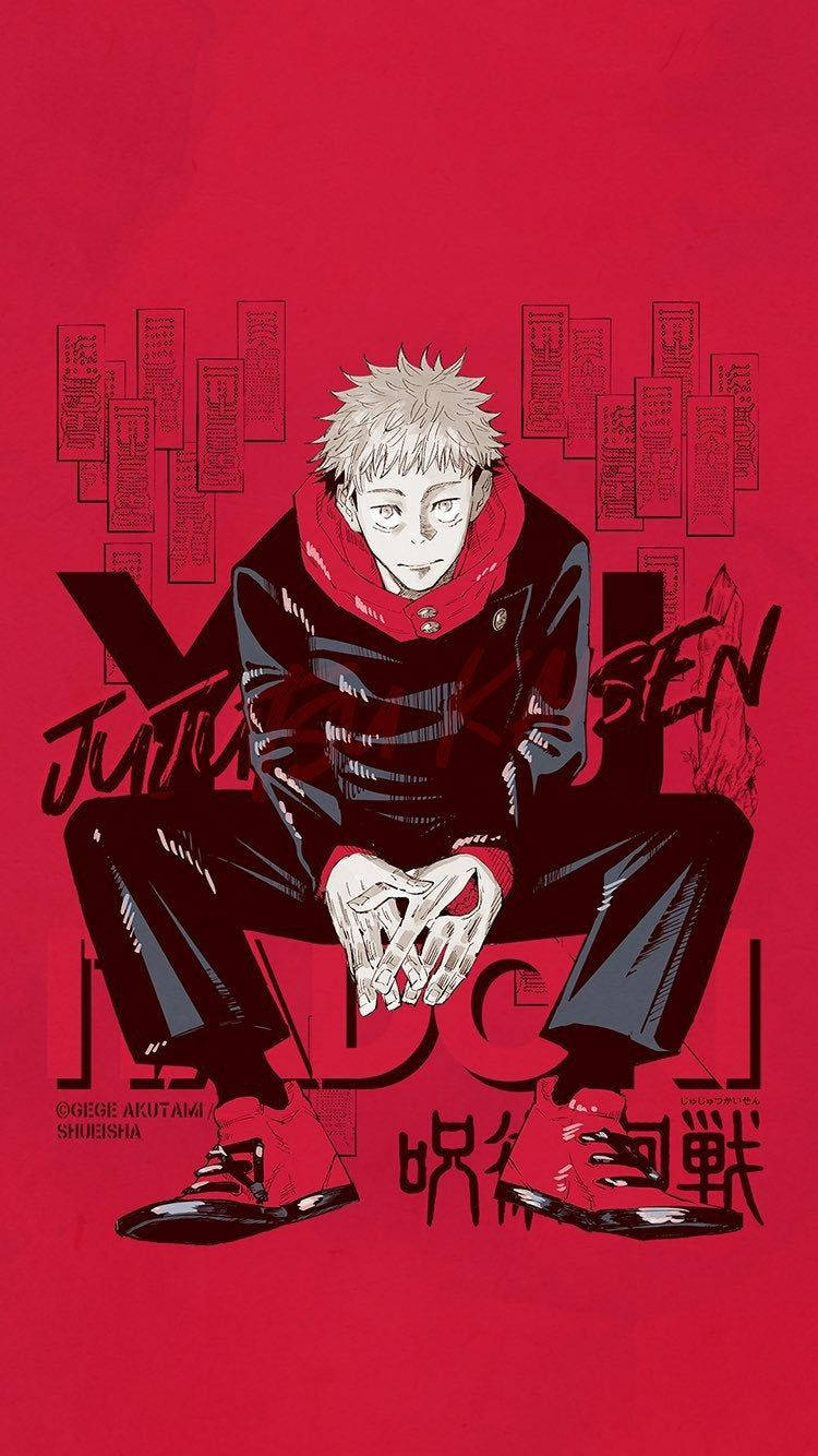 Jujutsu Kaisen 4k Monocrome Red Poster