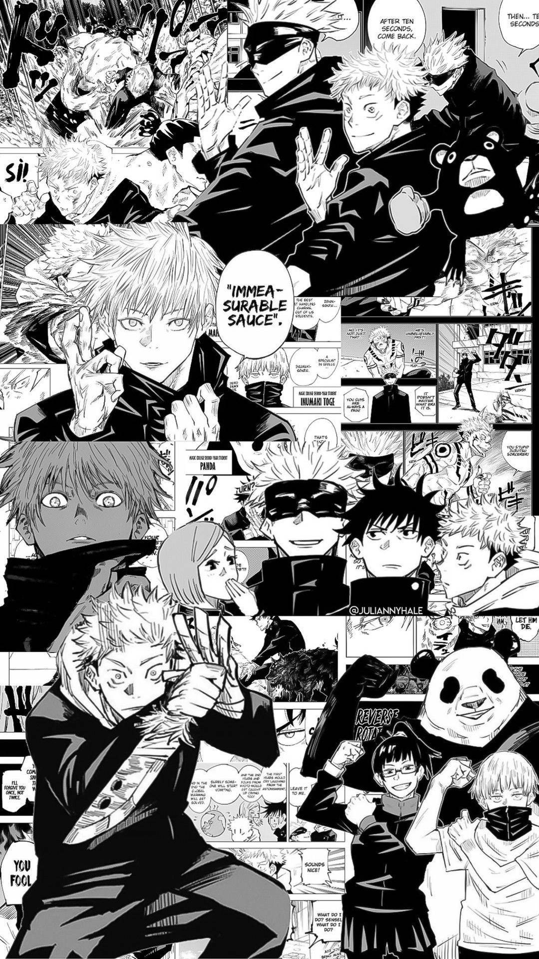 Download Jujutsu Kaisen Black And White Manga Wallpaper 