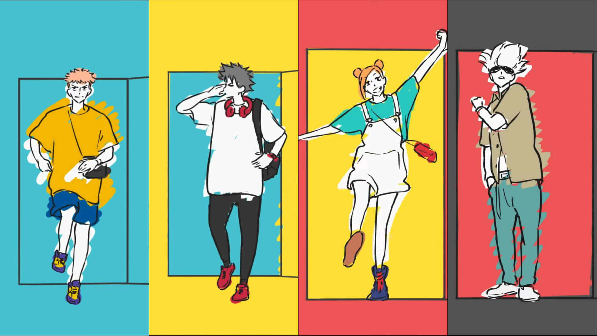 Jujutsu Kaisen Characters Pop Art Style Wallpaper