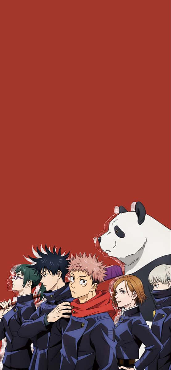 Jujutsu Kaisen Team Red Background Wallpaper