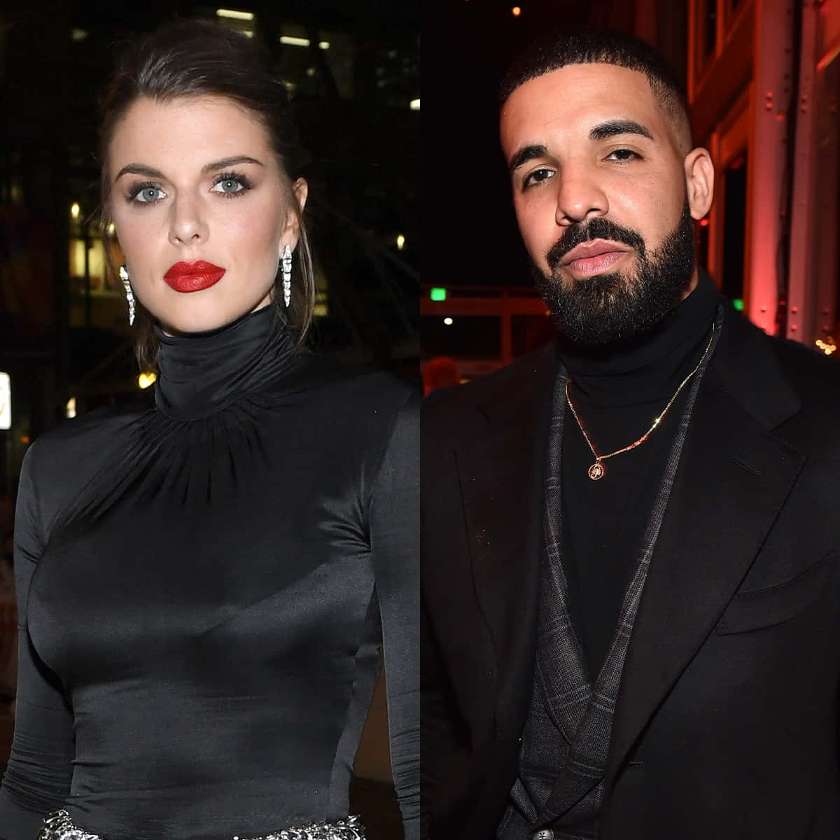 Drake And A Woman In Black And Red