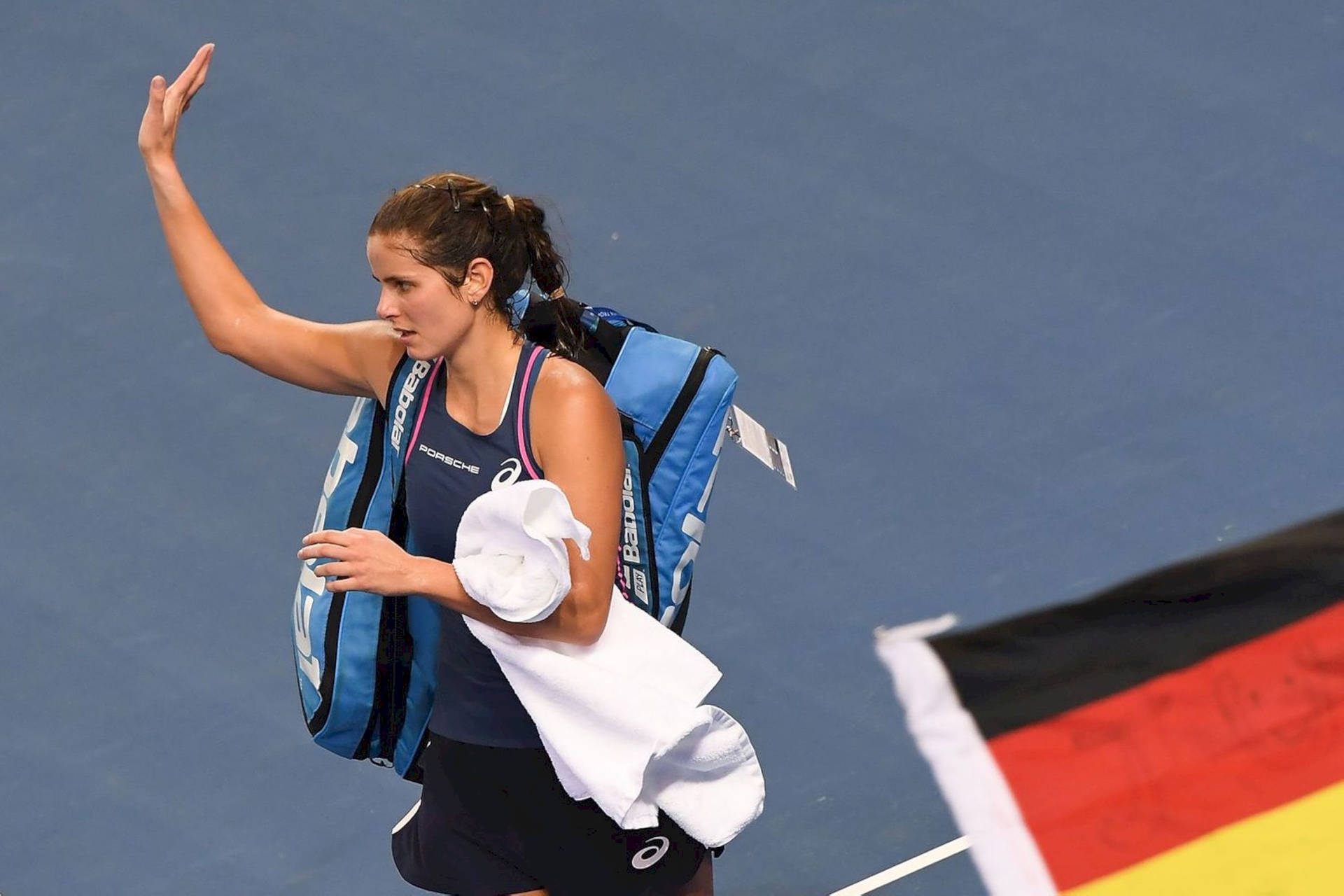 Julia Goerges Waving To The Side Wallpaper