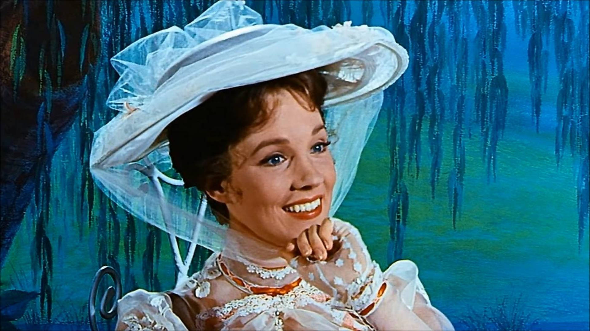 Julie Andrews i Mary Poppins filmsmotiv på tapetet Wallpaper