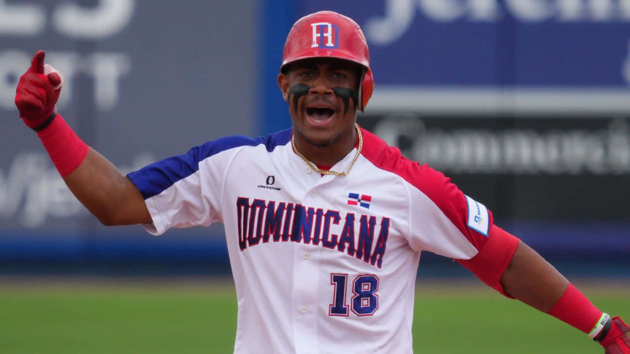 Julio Rodriguez Dominican Baseball Player Celebration Wallpaper