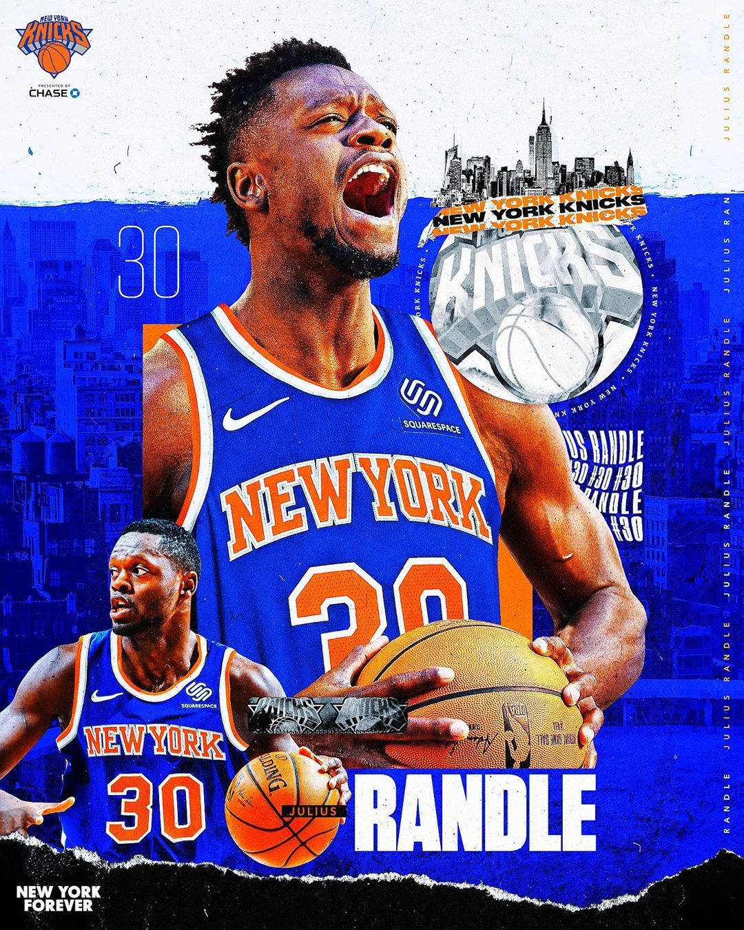 Julius Randle Knicks Photo Collage Wallpaper