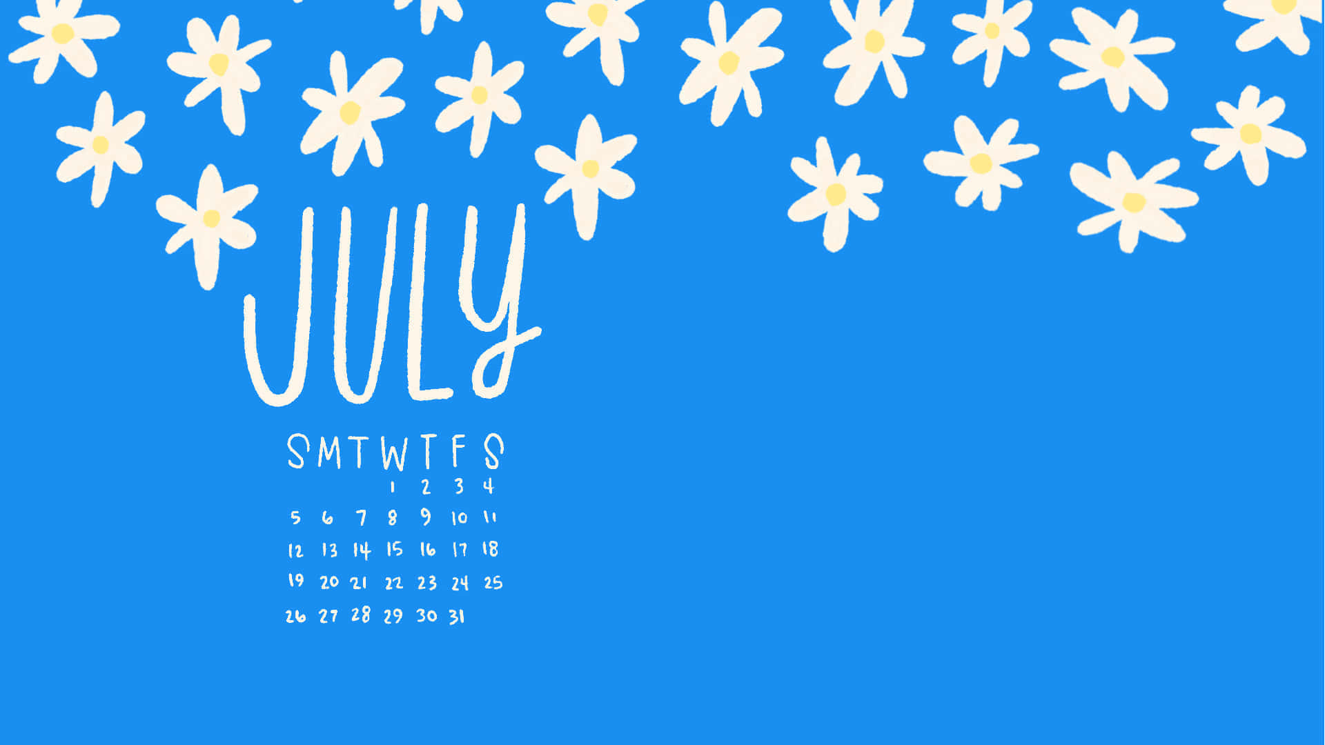 July Floral Calendar Aesthetic Wallpaper