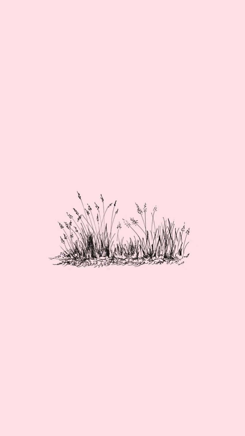 July Pink Grass Sketch Wallpaper