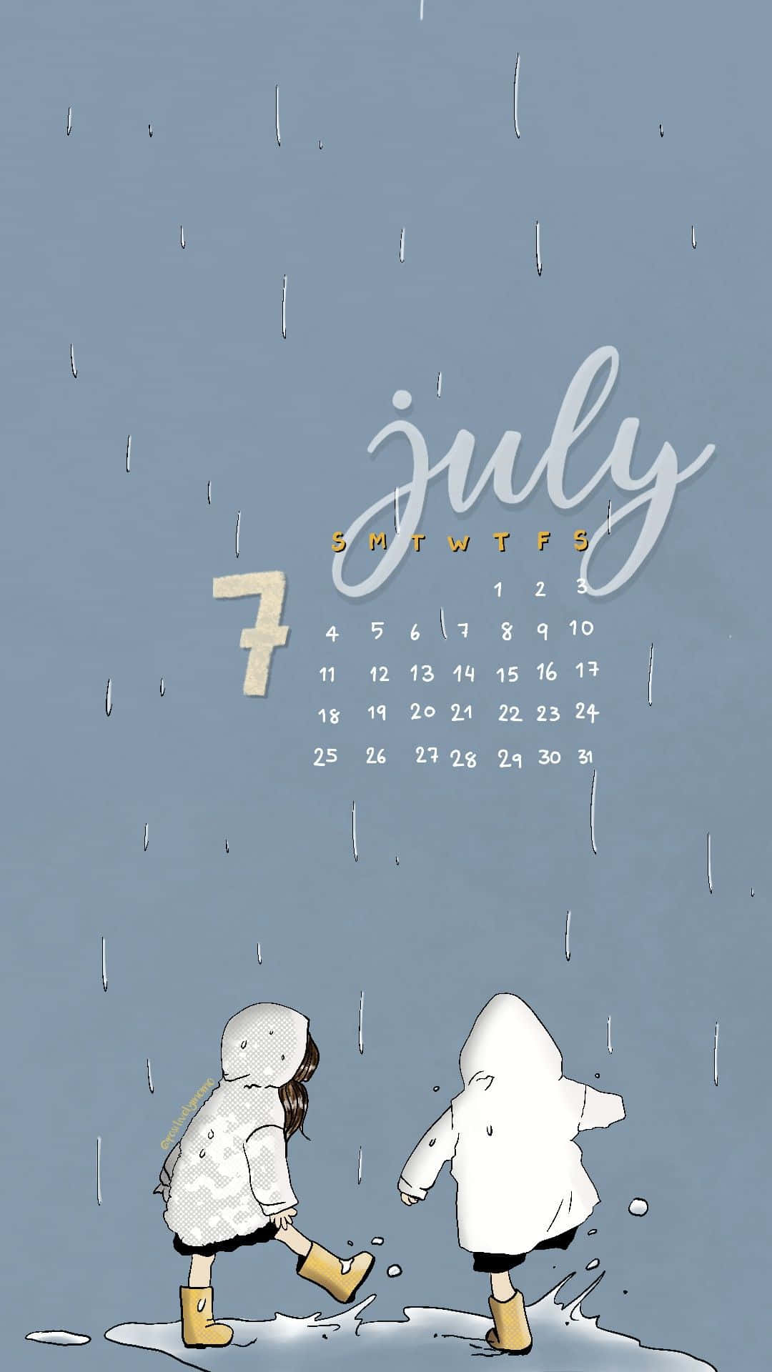July Rainy Days Calendar Art Wallpaper