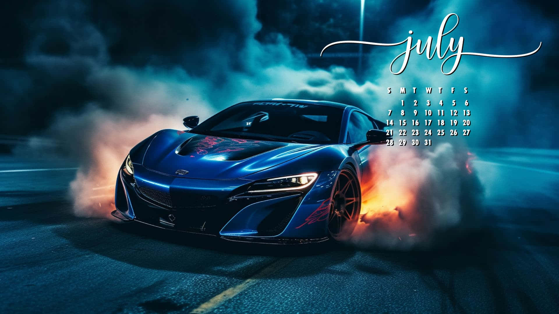 July Speed Demon Calendar Wallpaper Wallpaper