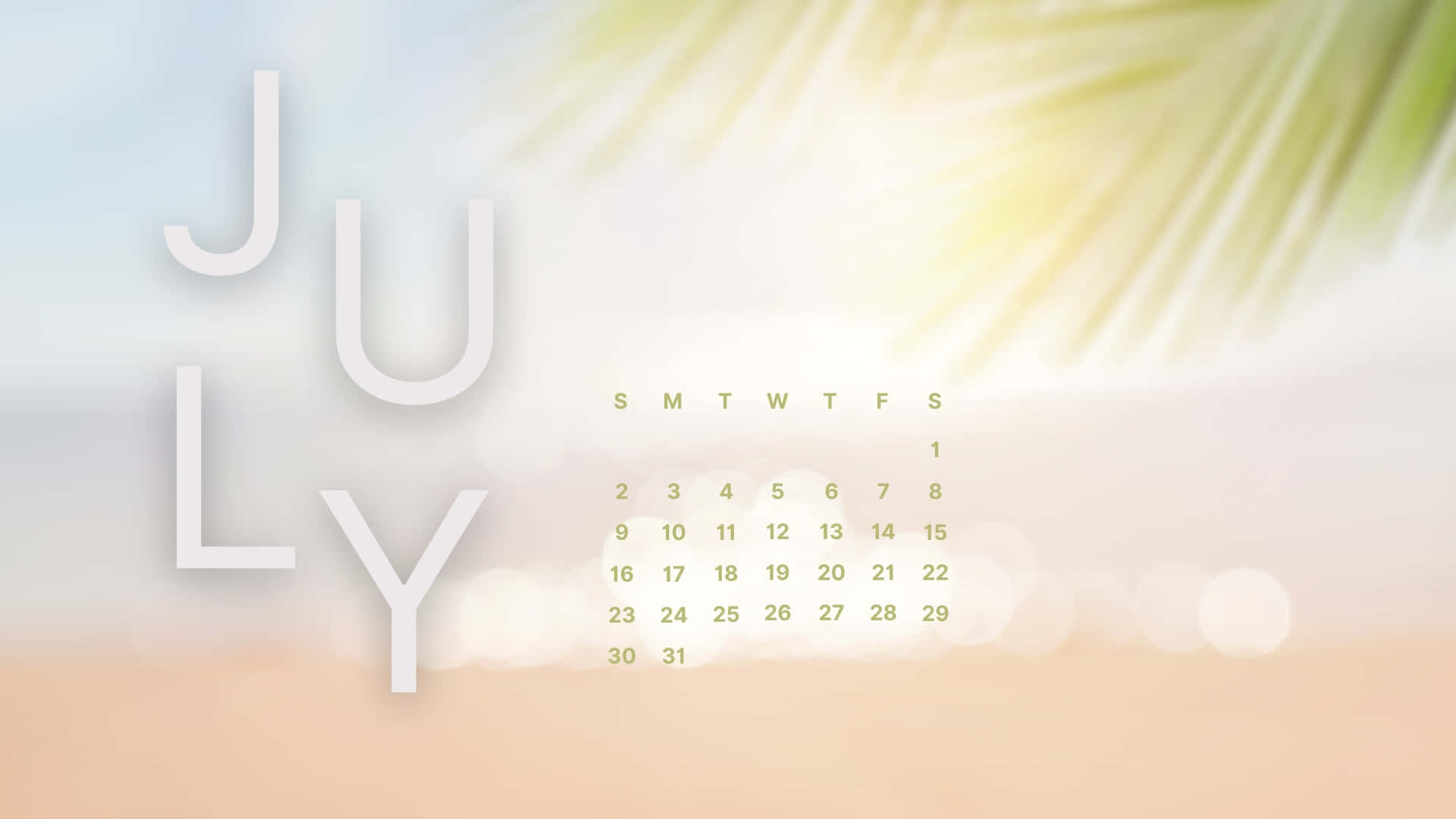 July Summer Calendar Background Wallpaper