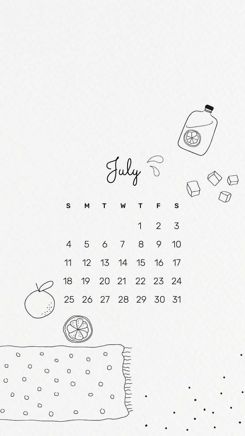 July Summer Lemonade Calendar Aesthetic.jpg Wallpaper