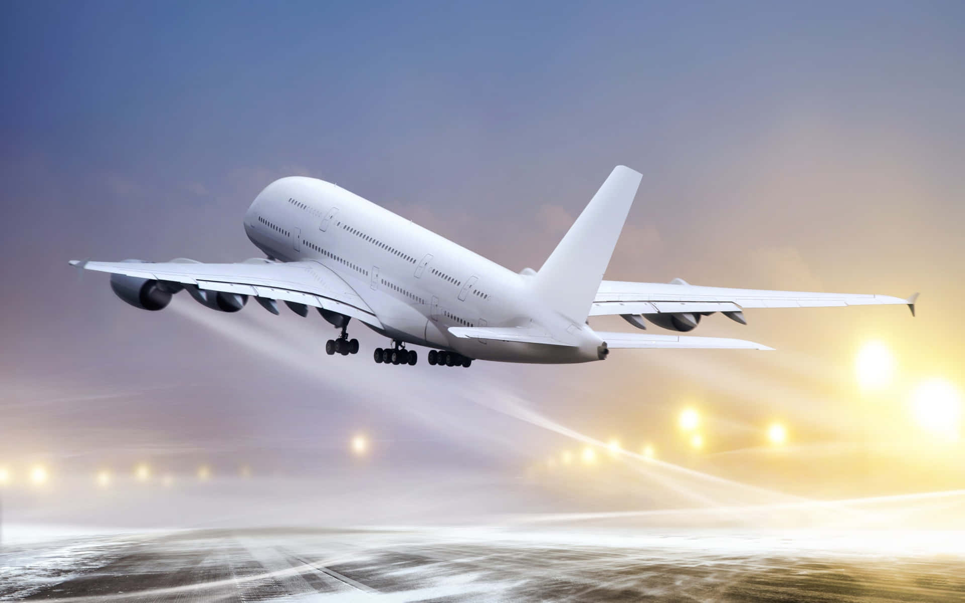 Close up of a jumbo jet taking off Wallpaper
