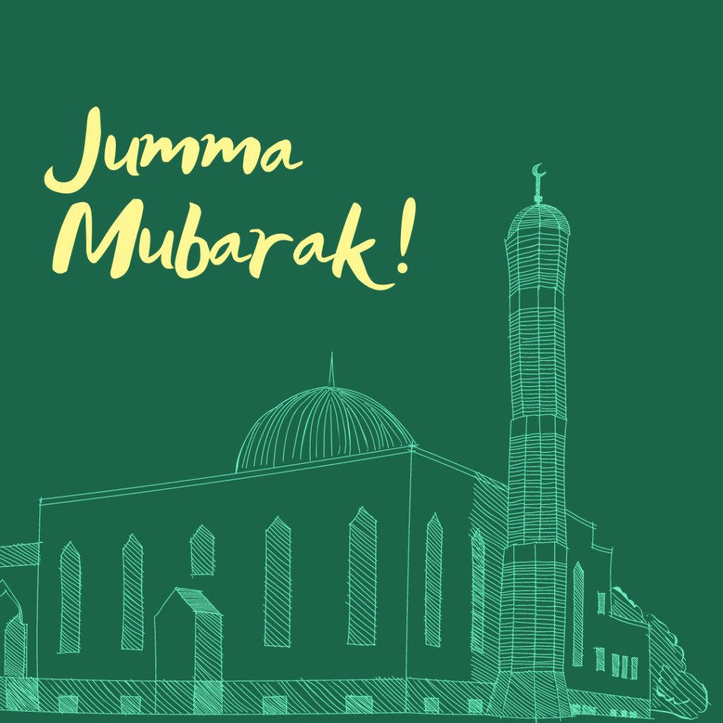 Jumma Mubarak Mosque Sketch Art Background