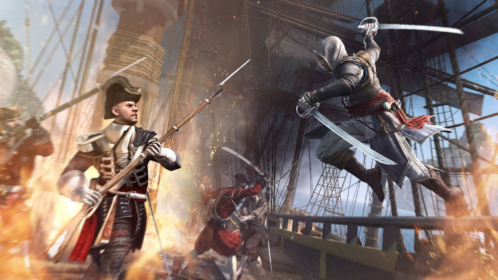 Jumping Assassin's Creed Black Flag Scene Wallpaper