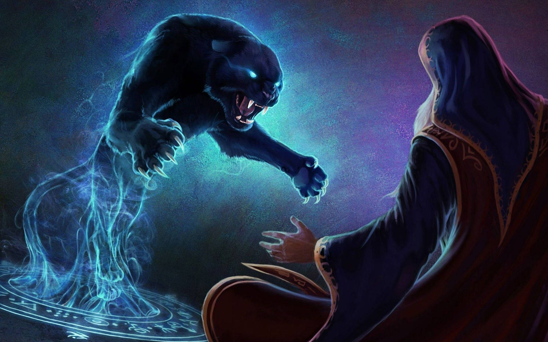 Download Jumping Black Panther Spirit Wallpaper 