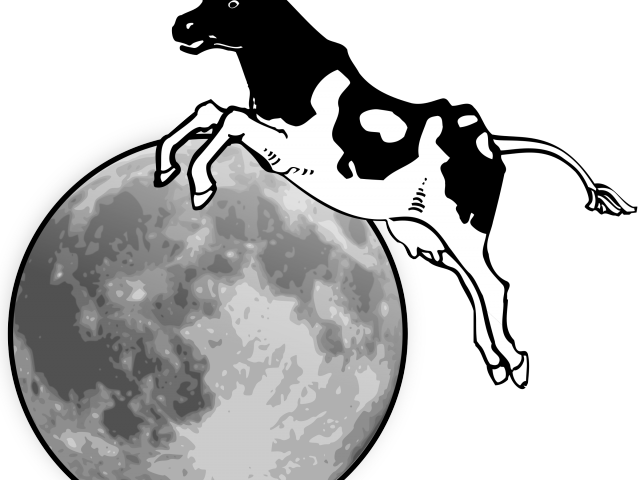 Jumping Cow Over Moon Illustration PNG