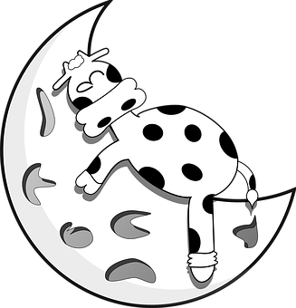 Jumping Cow Over Moon Illustration PNG