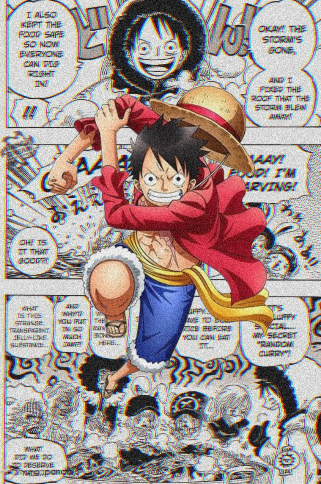 Jumping One Piece Luffy Pfp Comic Strip Background