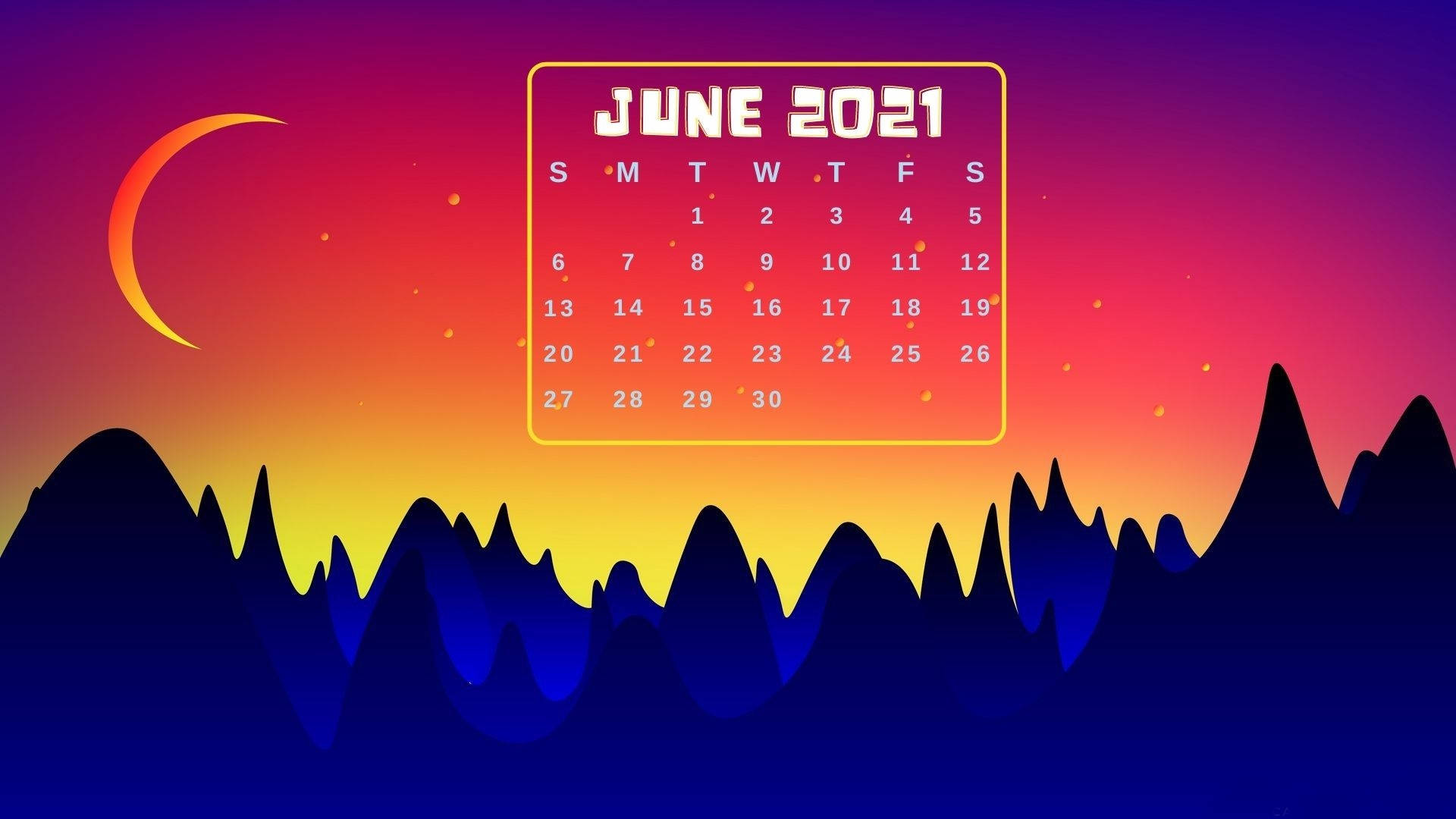 Juni 2021 Kalender 1920 X 1080 Wallpaper