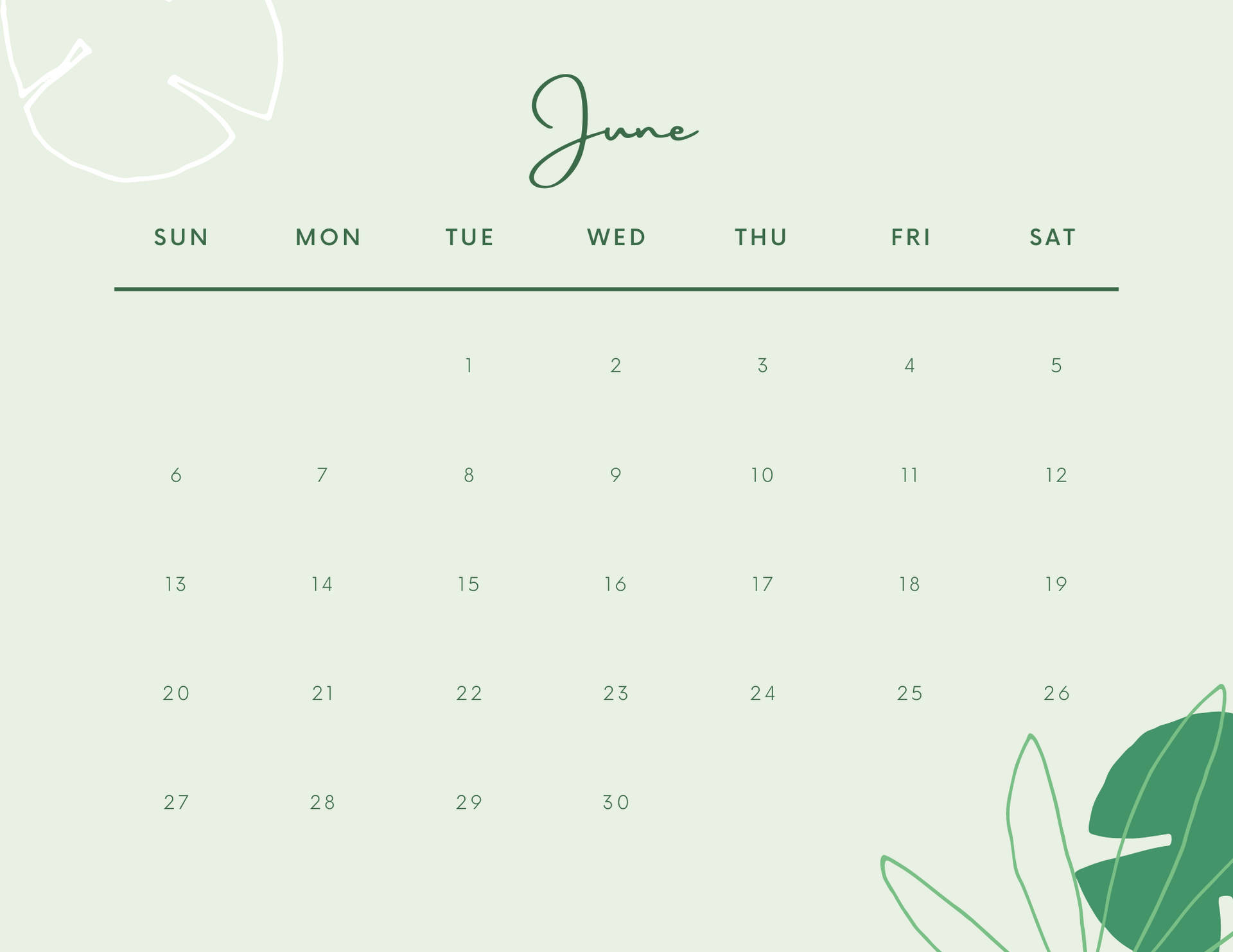 Ettgrönt Kalender Med Löv Och Blad Wallpaper