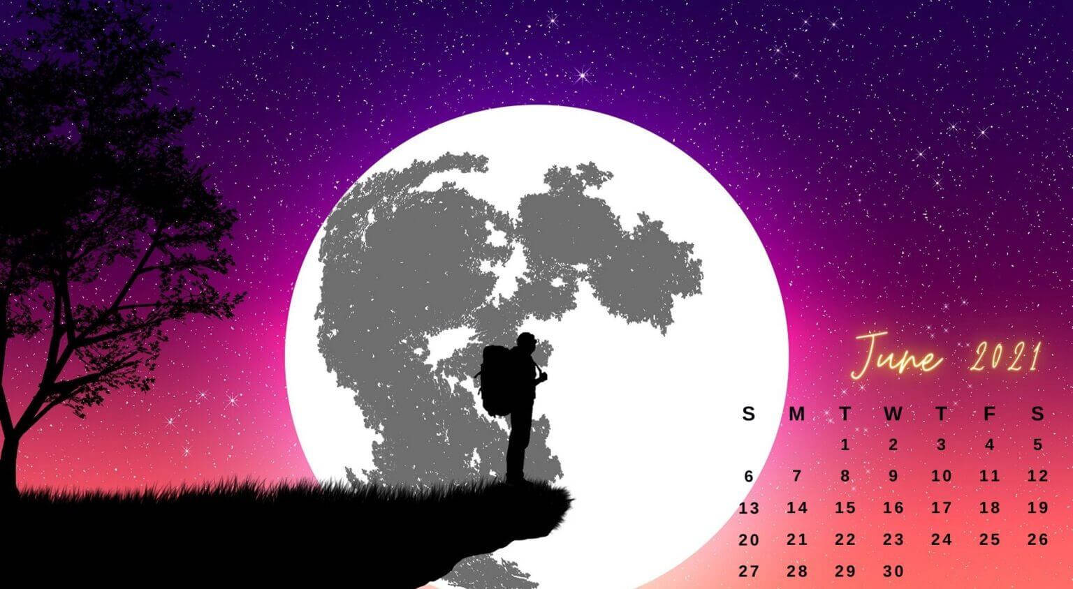 Organiser med juni 2021 kalender Wallpaper